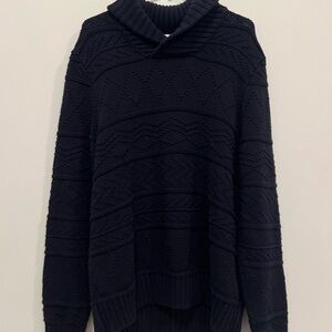 American Eagle Outfitters Black Cowl-Neck Textured Knit Sweater